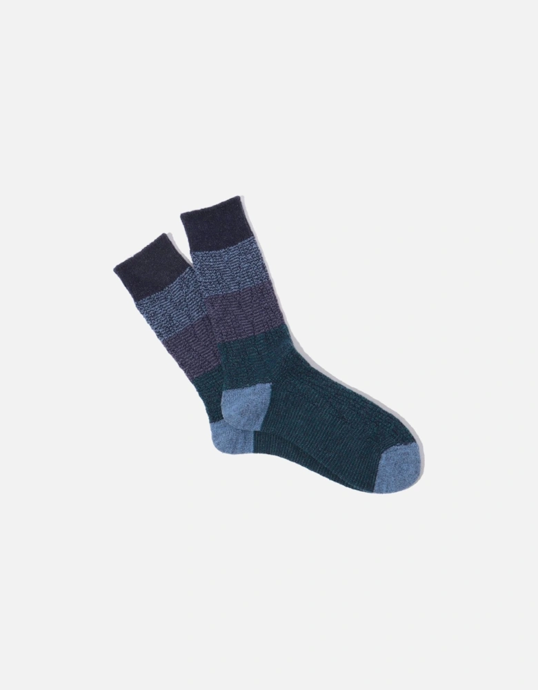 Gradation Cable Crew Socks - Navy