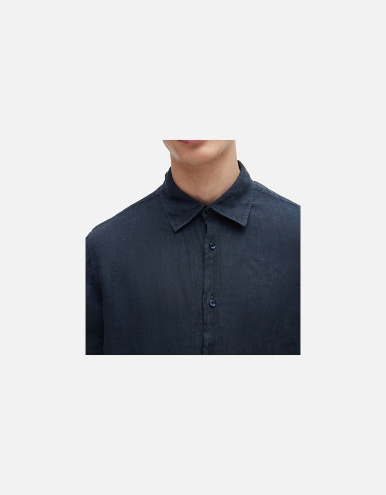 Boss Rash 2 Linen Short Sleeve Shirt - Navy