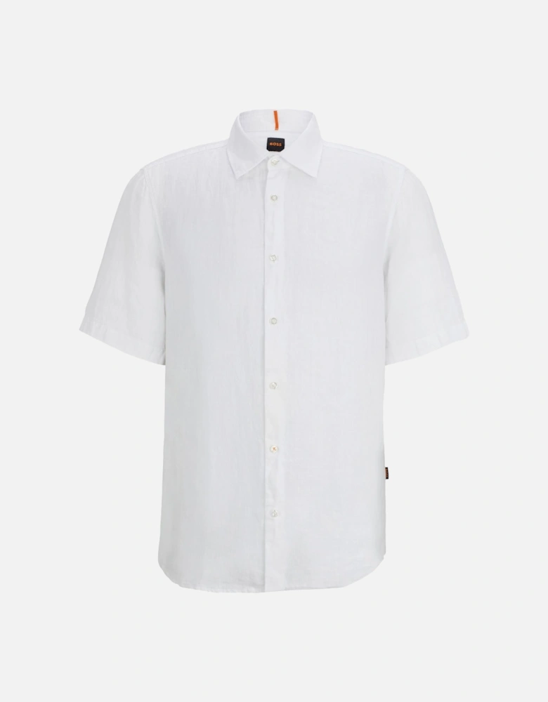 Boss Rash 2 Linen Short Sleeve Shirt - White