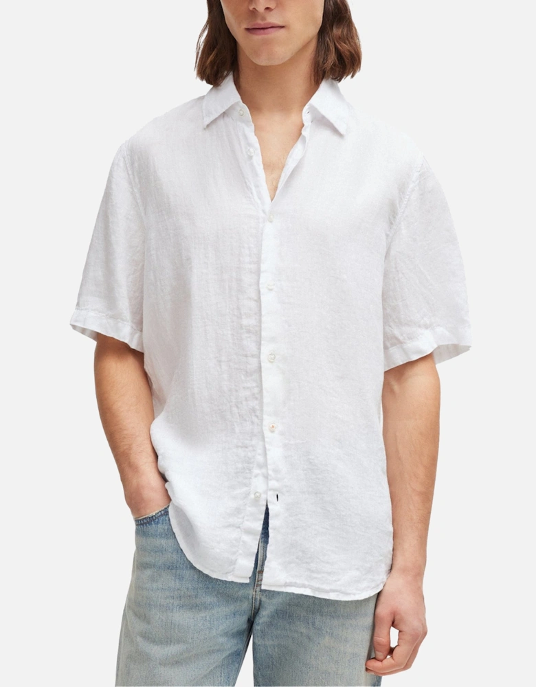 Boss Rash 2 Linen Short Sleeve Shirt - White