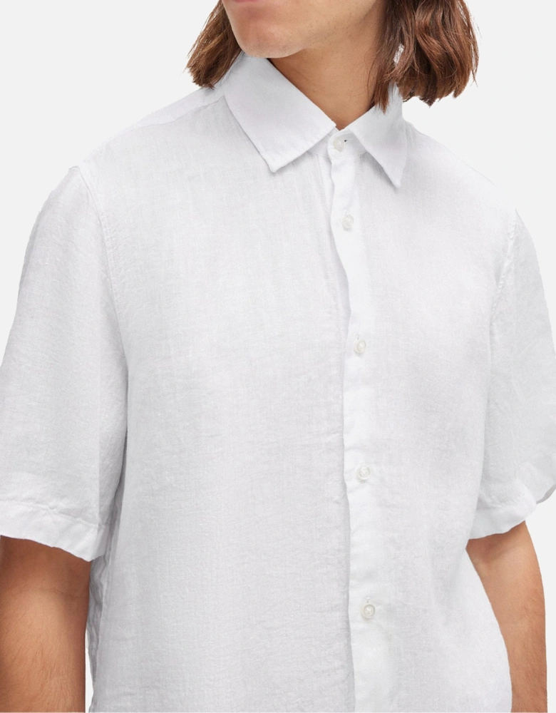 Boss Rash 2 Linen Short Sleeve Shirt - White