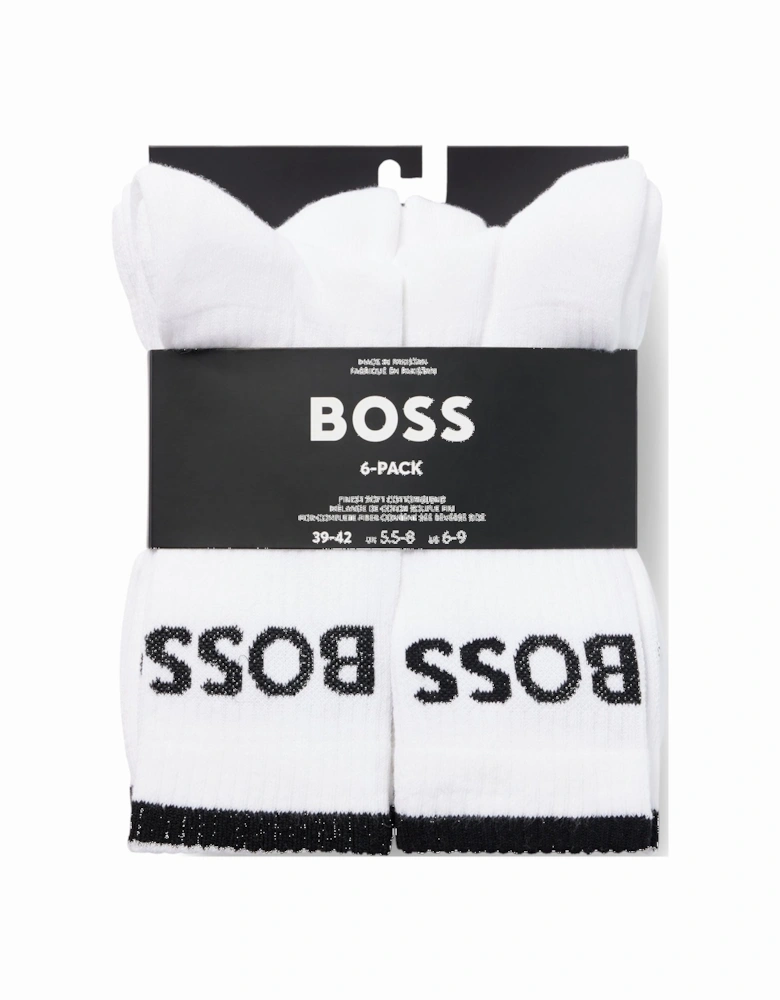 Boss 6 Pack QS Sport Socks - White