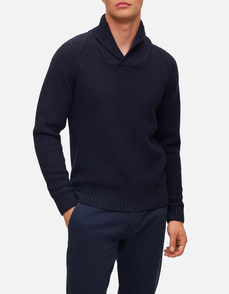 Boss Amado Shawl Neck Knit - Dark Blue