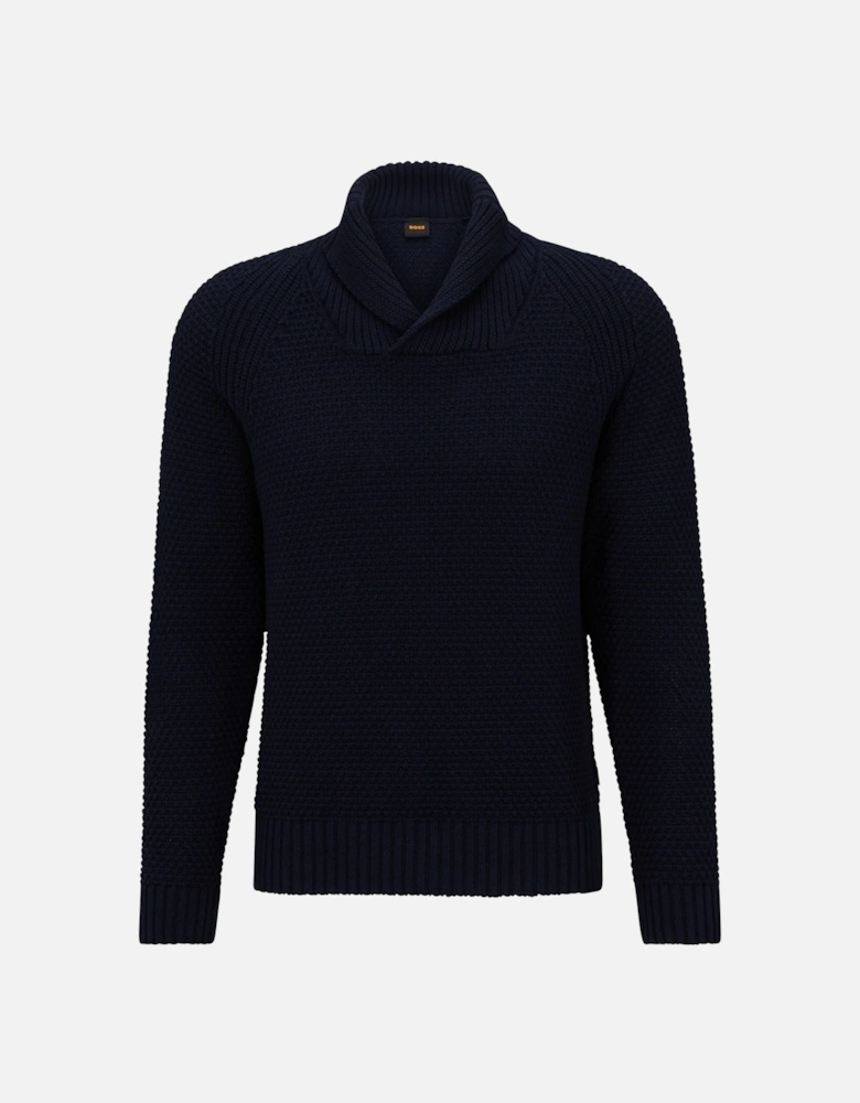 Boss Amado Shawl Neck Knit - Dark Blue