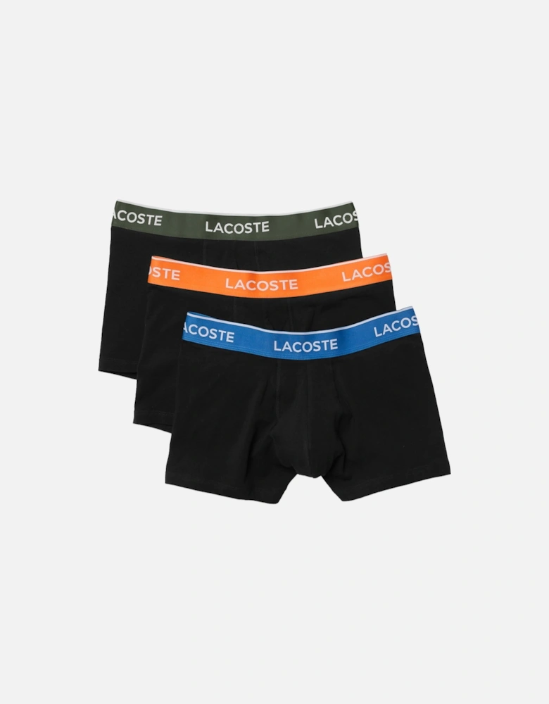 3 Pack Cotton Stretch Trunks 5H3401 - Black with Blue/Orange/Khaki