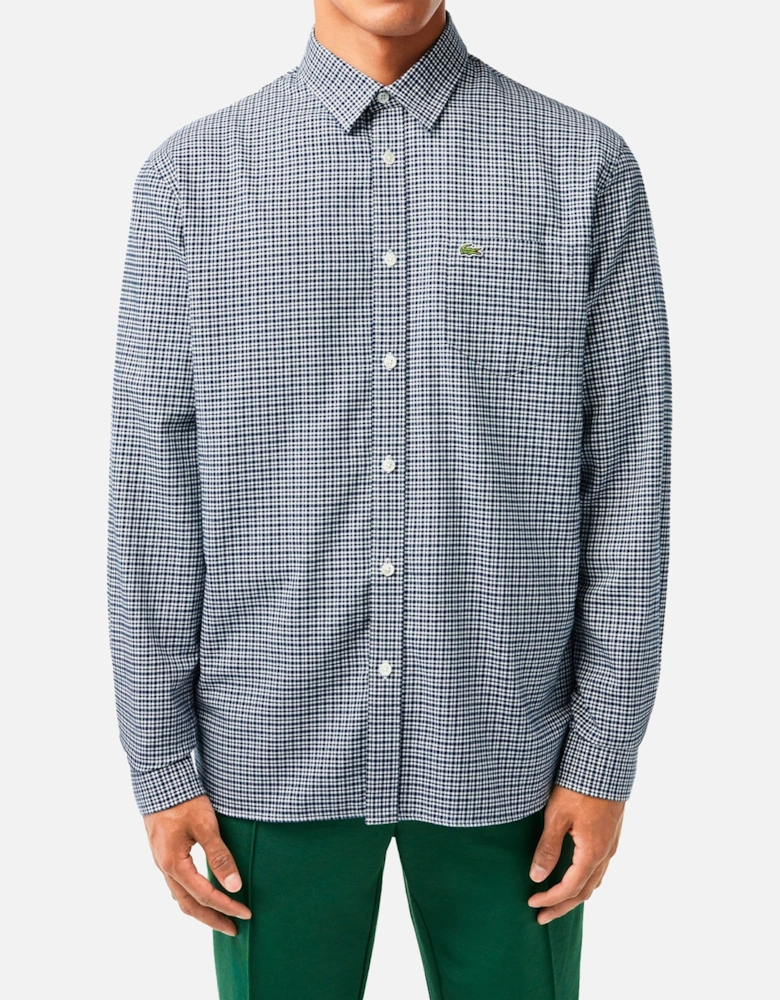 Brushed Cotton Gingham Check Shirt CH1885 - Navy / White