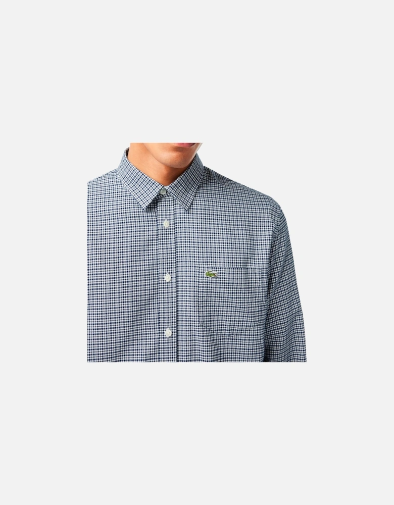 Brushed Cotton Gingham Check Shirt CH1885 - Navy / White