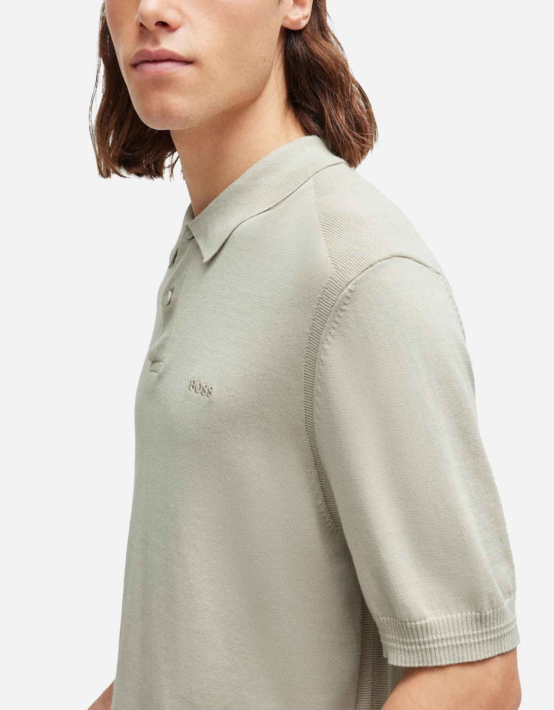 Boss Asac P Knitted Polo - Light Beige