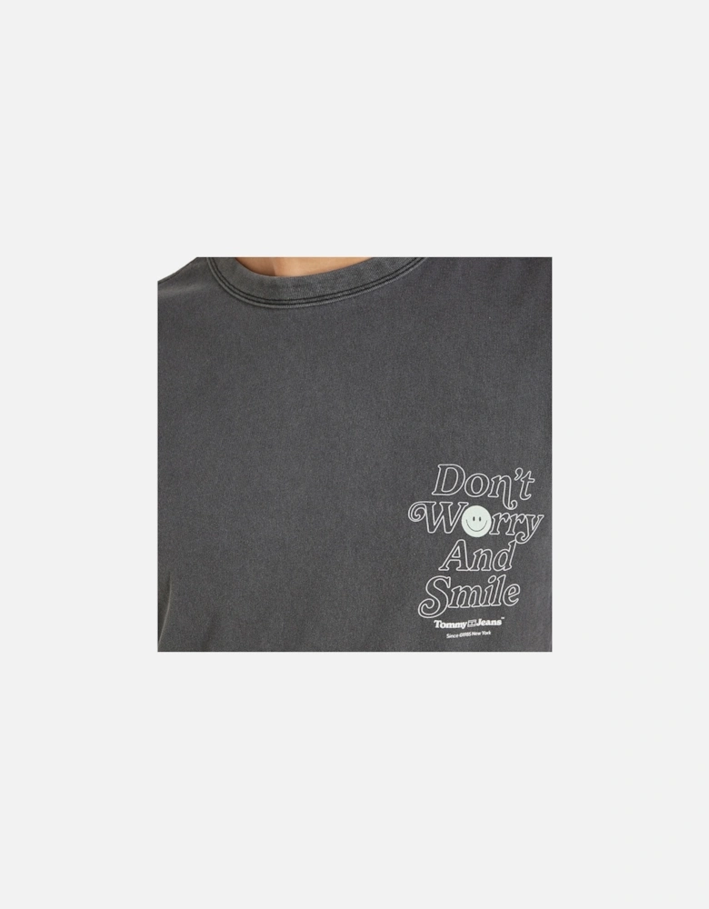 Tommy Jeans Don't Worry And Smile Graphic T-Shirt - Washed Black