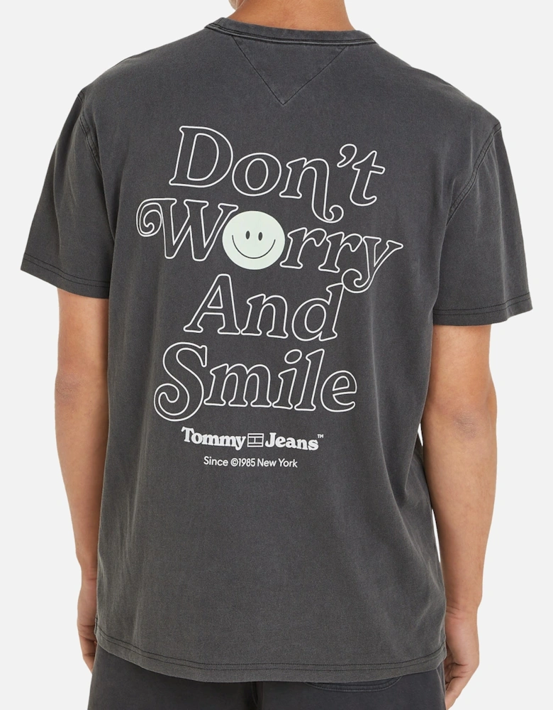 Tommy Jeans Don't Worry And Smile Graphic T-Shirt - Washed Black