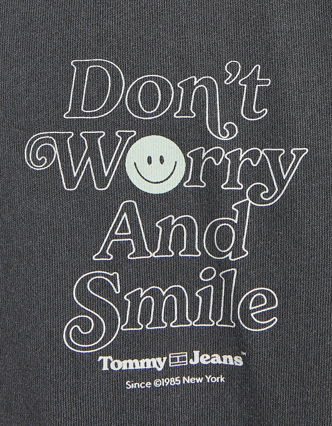 Tommy Jeans Don't Worry And Smile Graphic T-Shirt - Washed Black