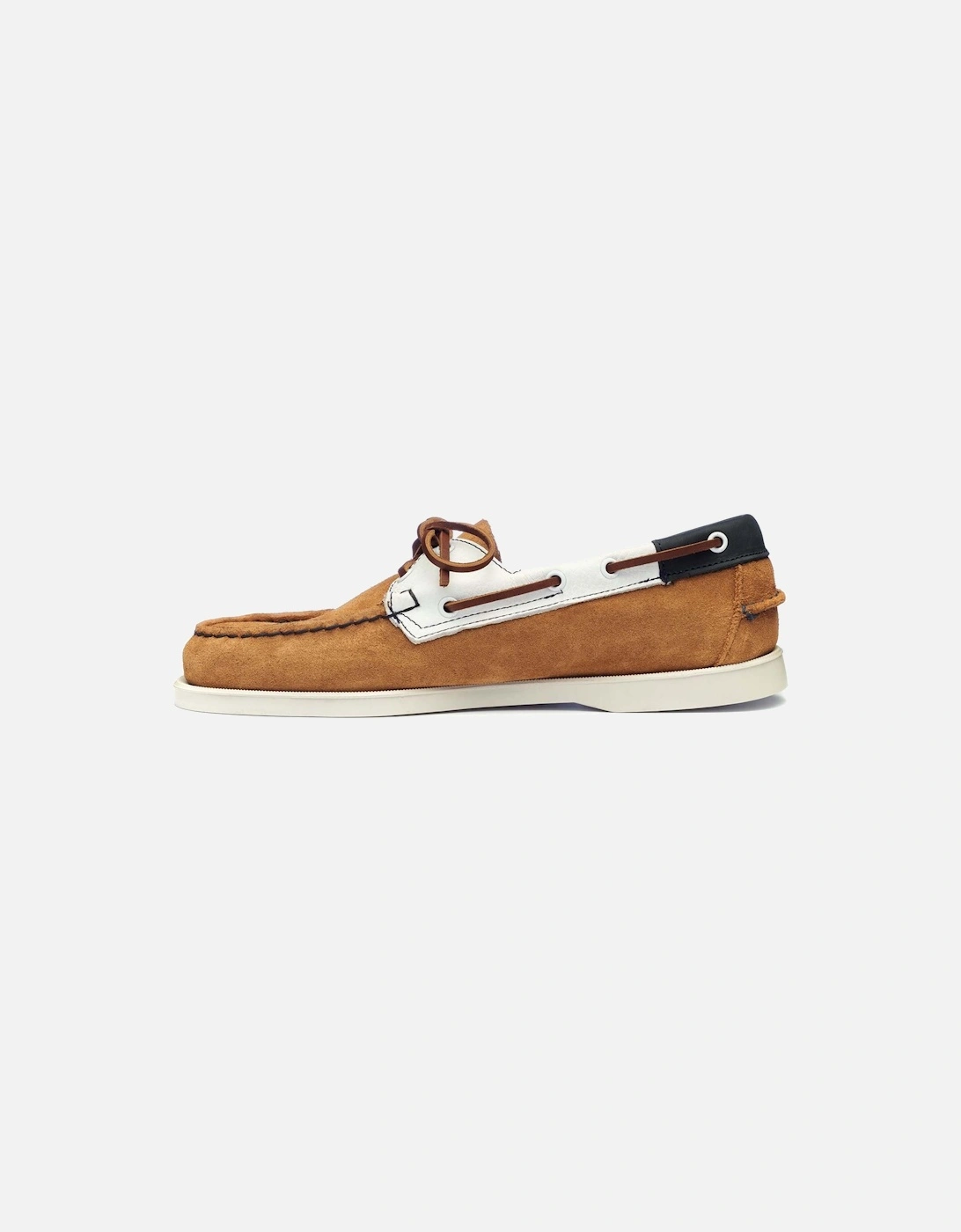 Portland Suede Nubuck Tumbled Boat Shoes - Brown/Navy/White