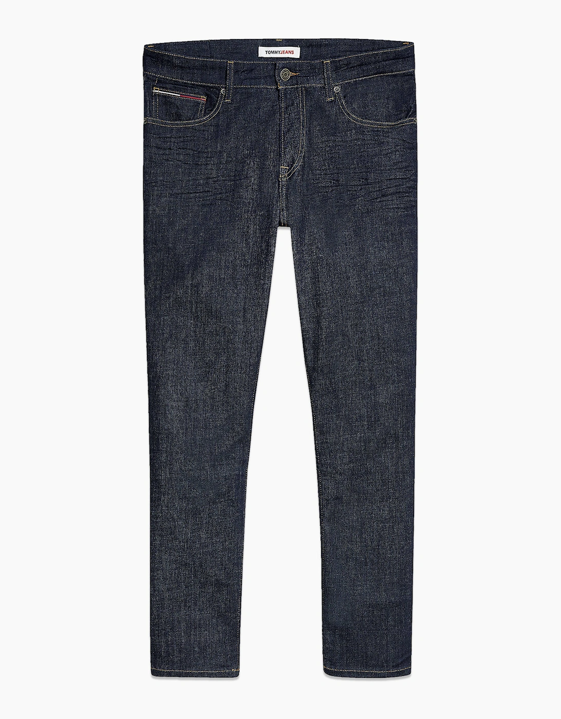 Tommy Hilfiger Men's Black Tommy Jeans Ryan Regular Straight Jeans - Rico Dark Rinse Stretch  38/34
