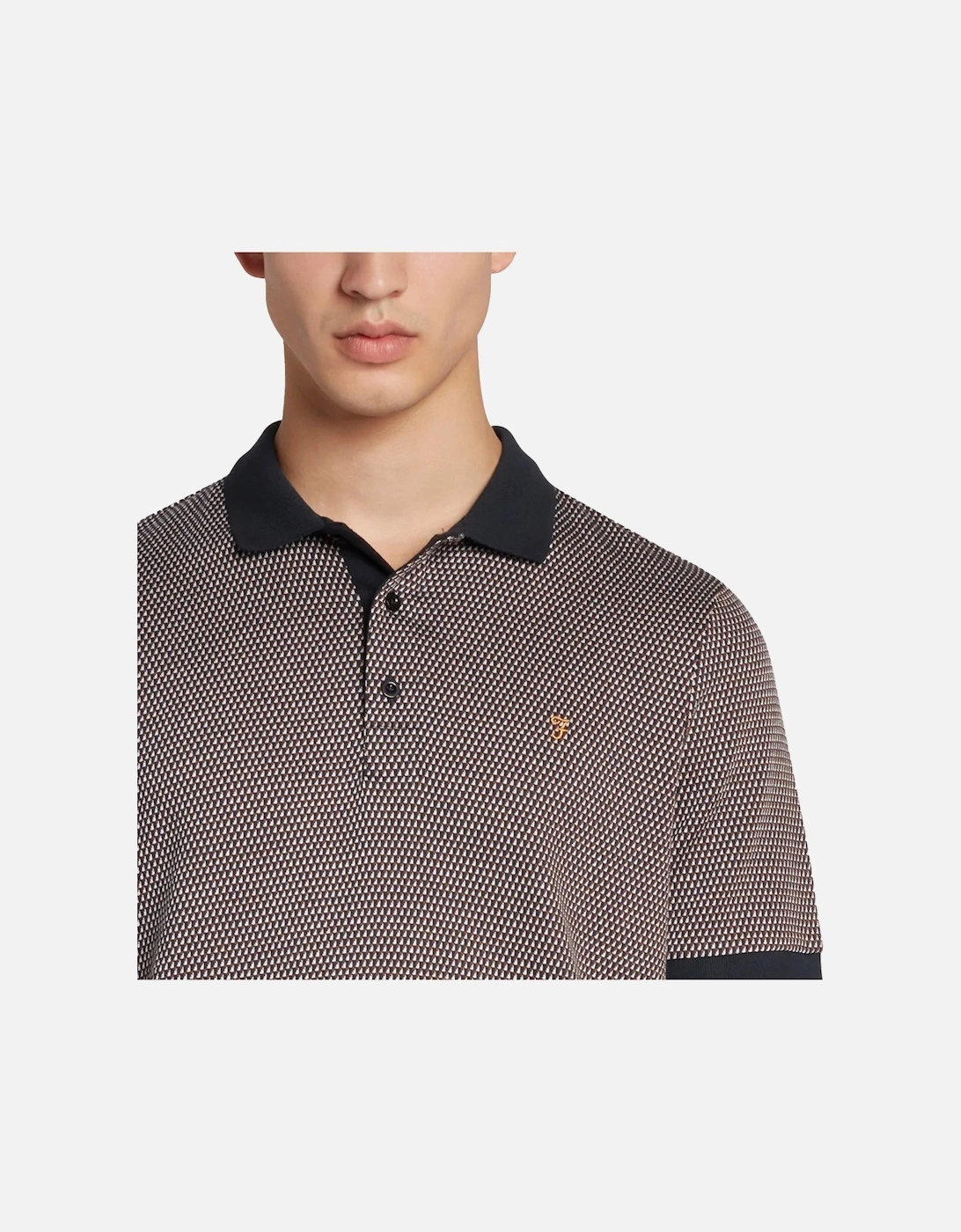 Camden Jacquard Check Polo - True Navy