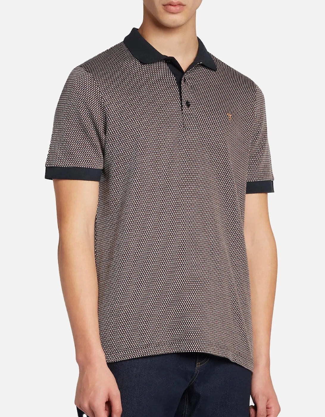 Camden Jacquard Check Polo - True Navy