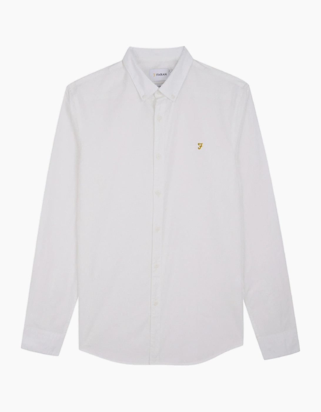 Men's Farah Brewer New Slim Fit Oxford Shirt - White - Size: 44/Regular