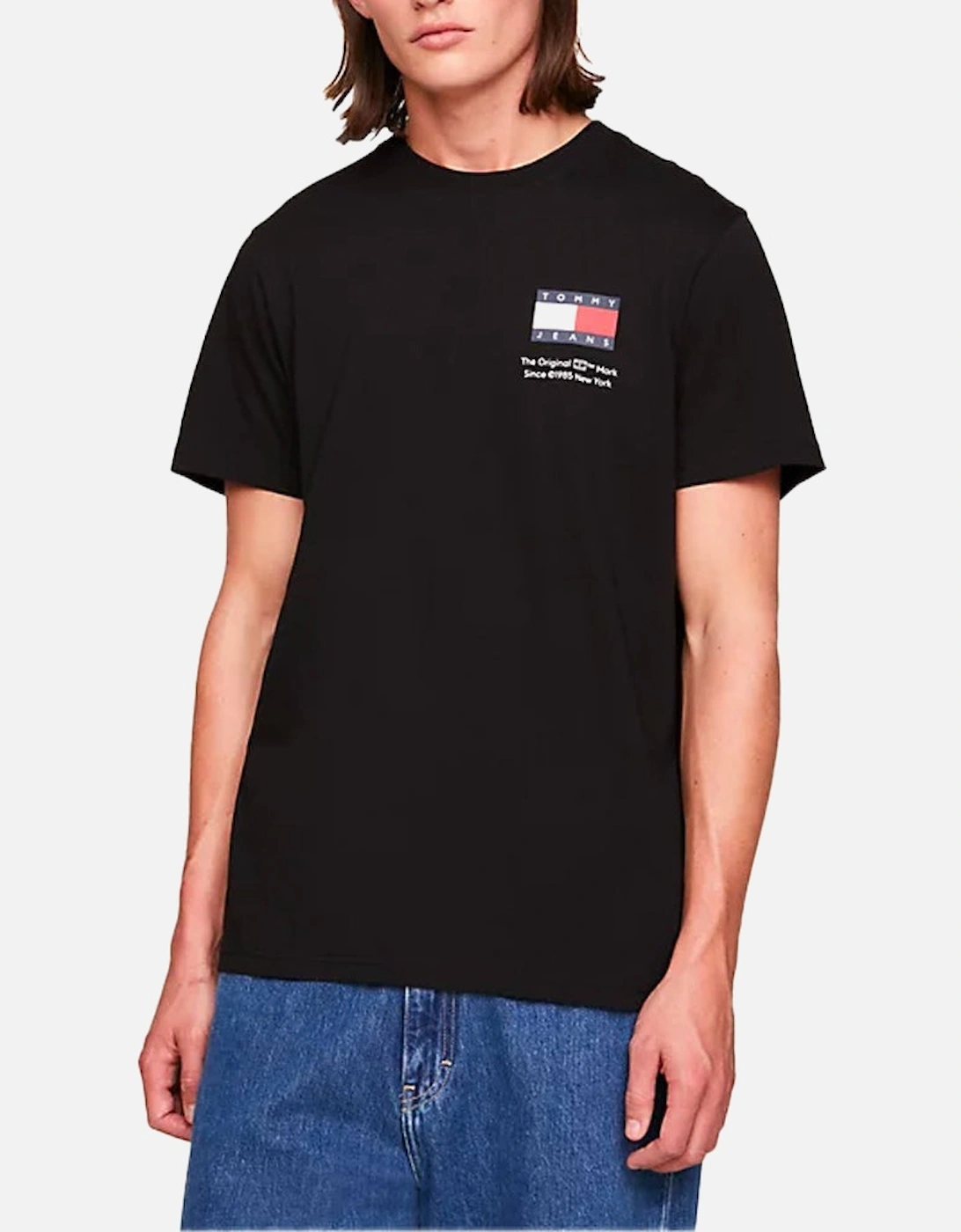 Tommy Jeans Slim Essential Flag T-Shirt - Black