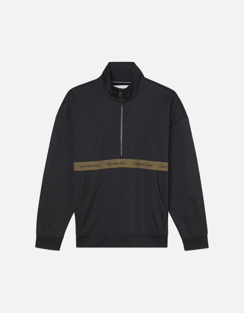 Contrast Half Zip Sweat - Black