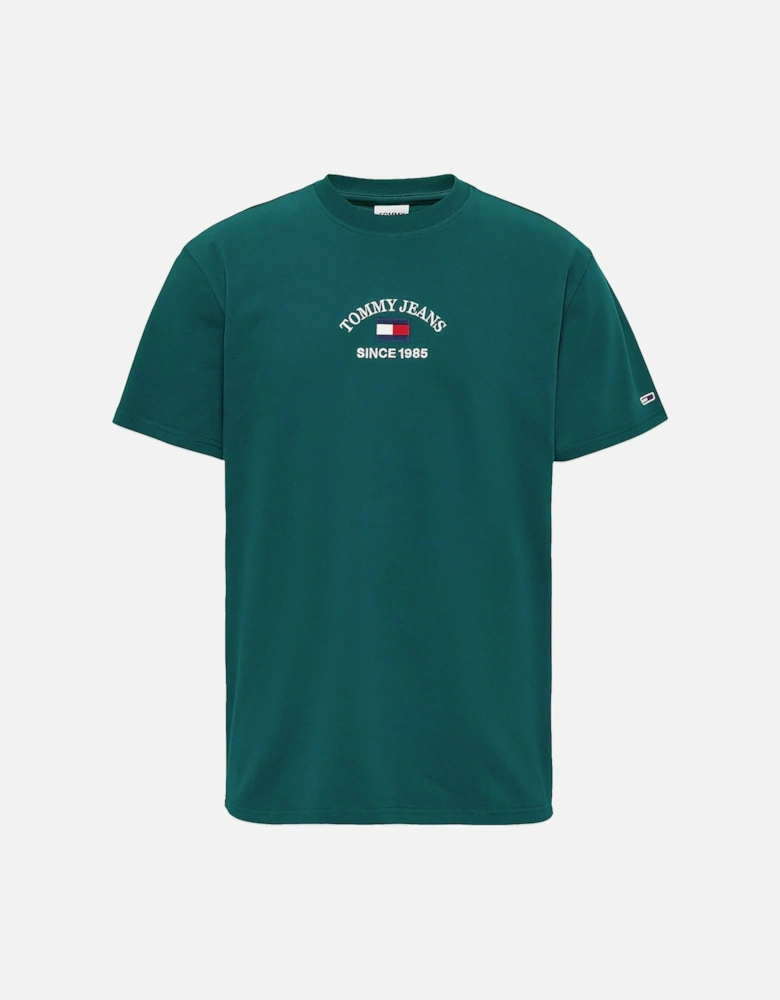 Tommy Jeans Timeless Flocked Flag T-Shirt - Dark Turf Green