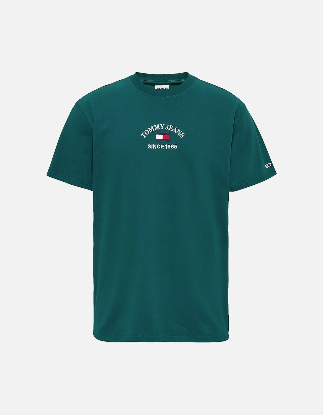 Tommy Hilfiger Men's Green Tommy Jeans Timeless Flocked Flag T-Shirt - Dark Turf - : Regular/36 Small
