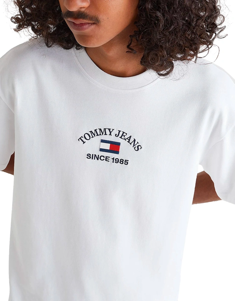 Tommy Jeans Timeless Flocked Flag T-Shirt - White