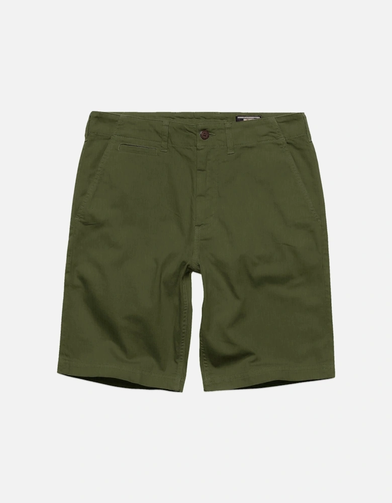 Vintage Officer Chino Shorts - Olive Khaki