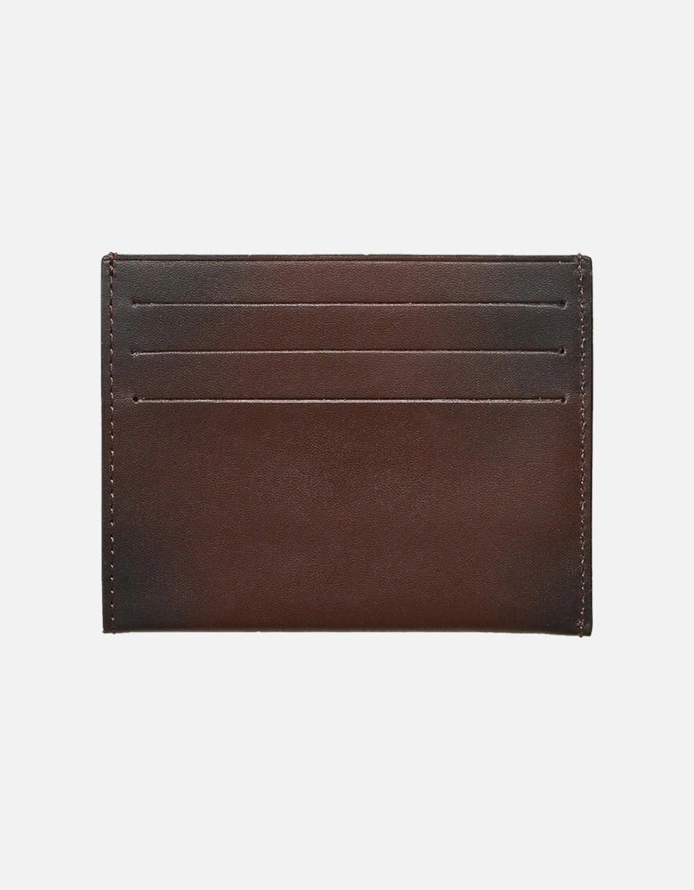 Logo Leather Card Holder Wallet - Bitter Brown