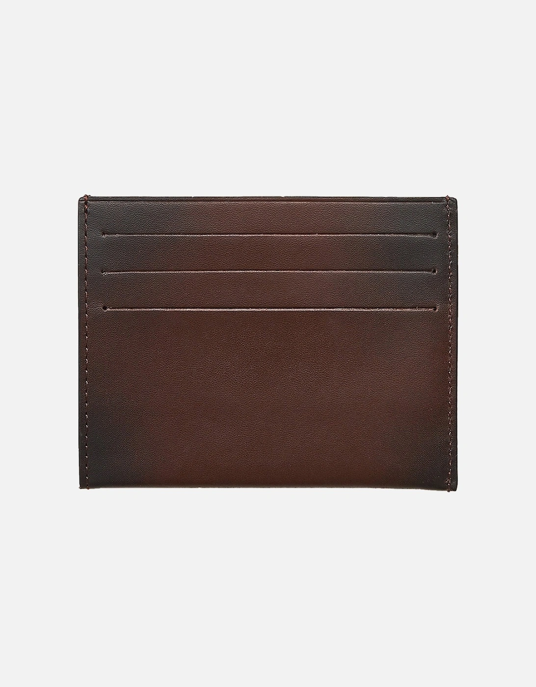 Logo Leather Card Holder Wallet - Bitter Brown