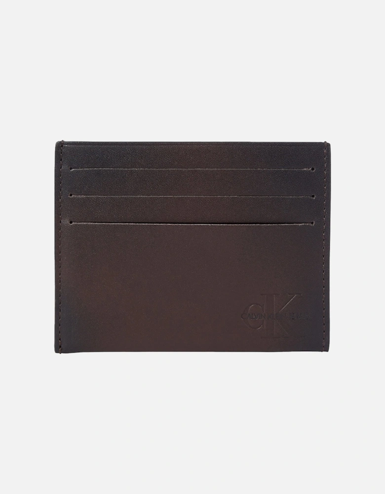 Logo Leather Card Holder Wallet - Bitter Brown