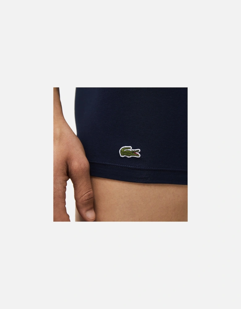 3 Pack Cotton Stretch Trunks - Navy with Blue/Green/Yellow Waistband