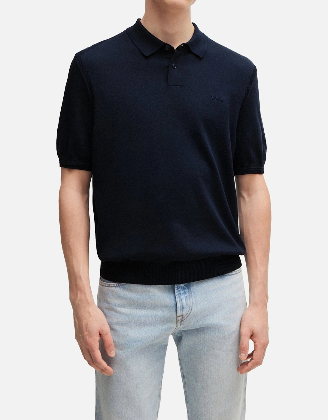 Boss Asac P Knitted Polo - Navy