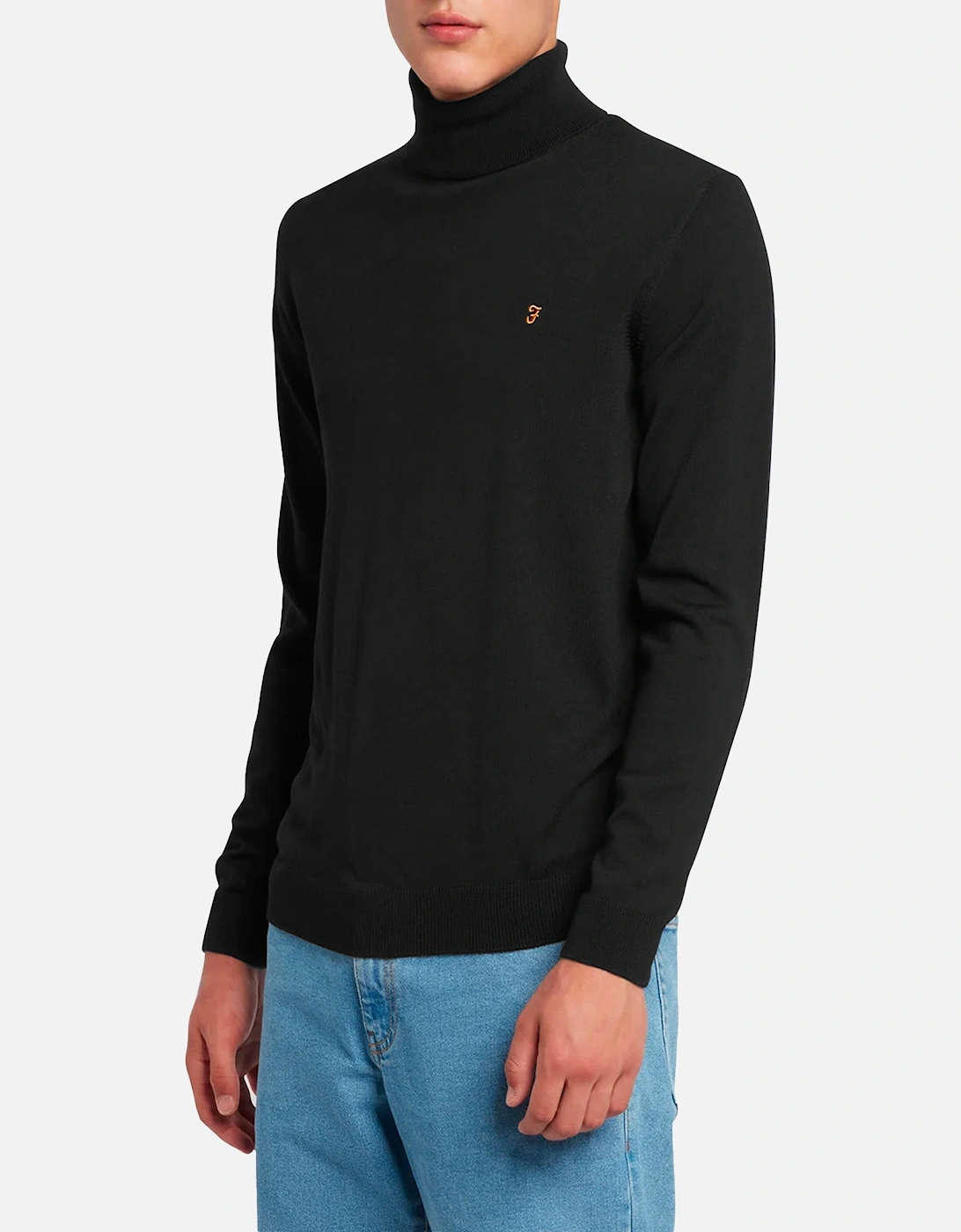 Gosforth Merino Wool Roll Neck Jumper - Black