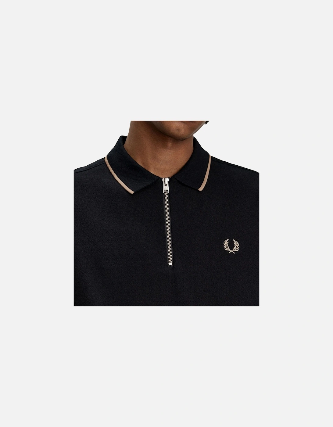 Crepe Pique Zip Neck Polo Shirt