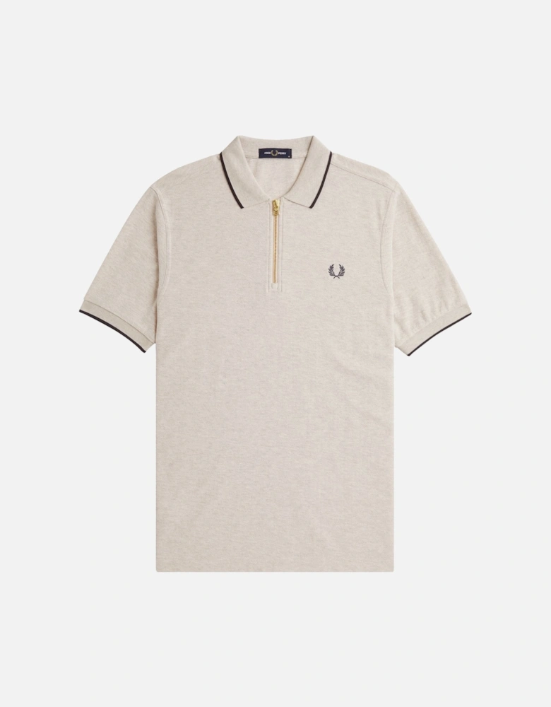 Crepe Pique Zip Neck Polo Shirt