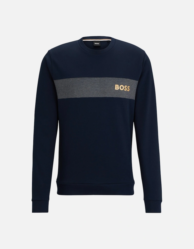 Boss Cotton Blend Crew Neck Sweat - Navy