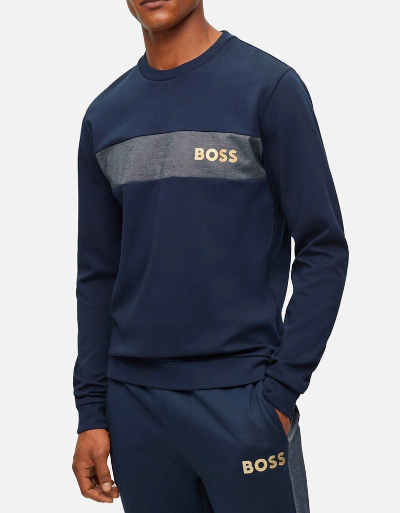 Boss Cotton Blend Crew Neck Sweat - Navy