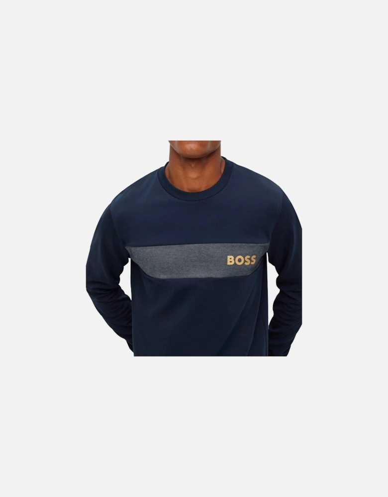 Boss Cotton Blend Crew Neck Sweat - Navy