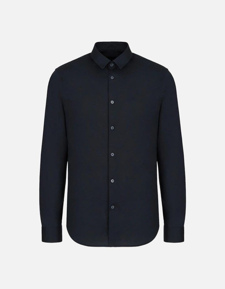 Cotton Stretch Long Sleeve Shirt - Navy