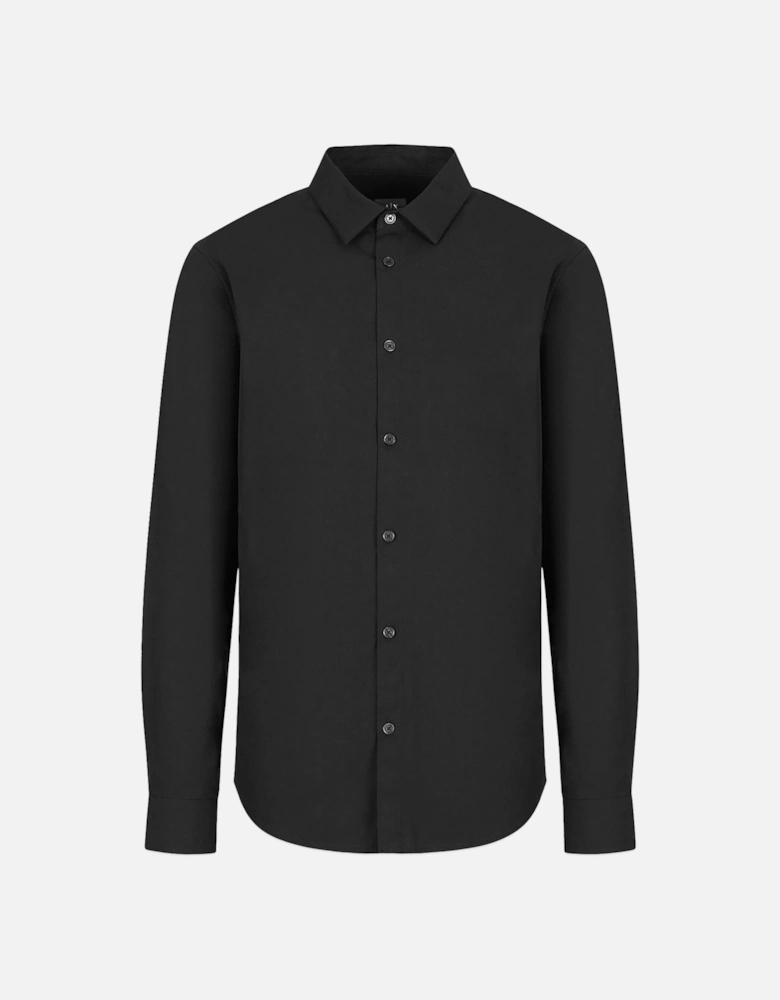 Cotton Stretch Long Sleeve Shirt - Black