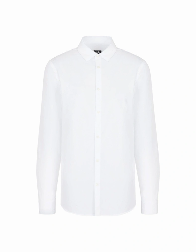 Cotton Stretch Long Sleeve Shirt - White