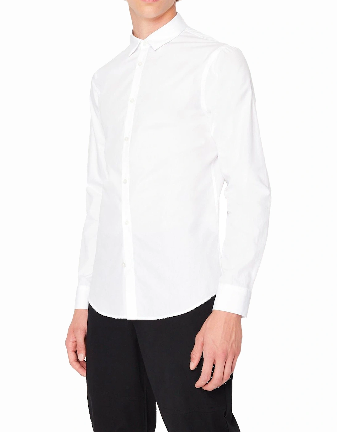 Cotton Stretch Long Sleeve Shirt - White