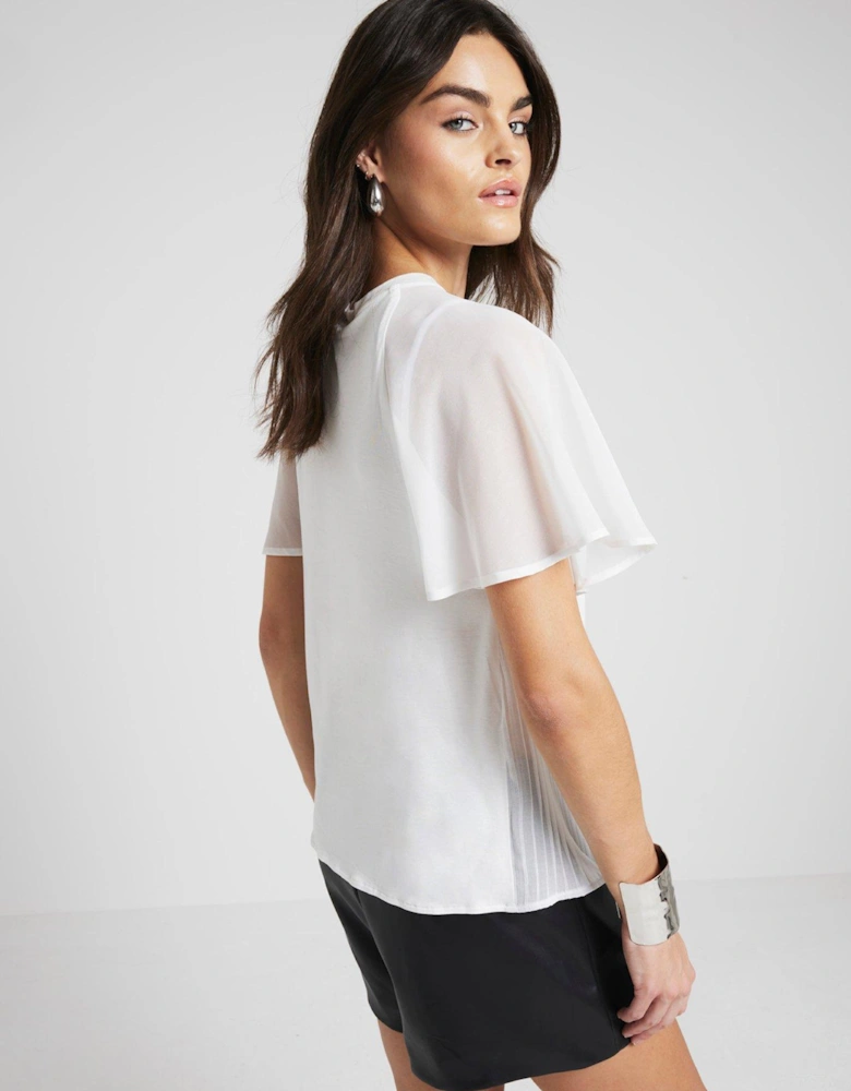 Hybrid Pleated T-Shirt - White