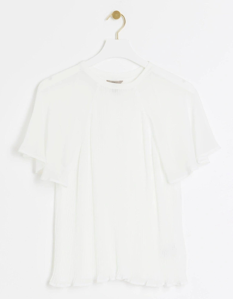 Hybrid Pleated T-Shirt - White