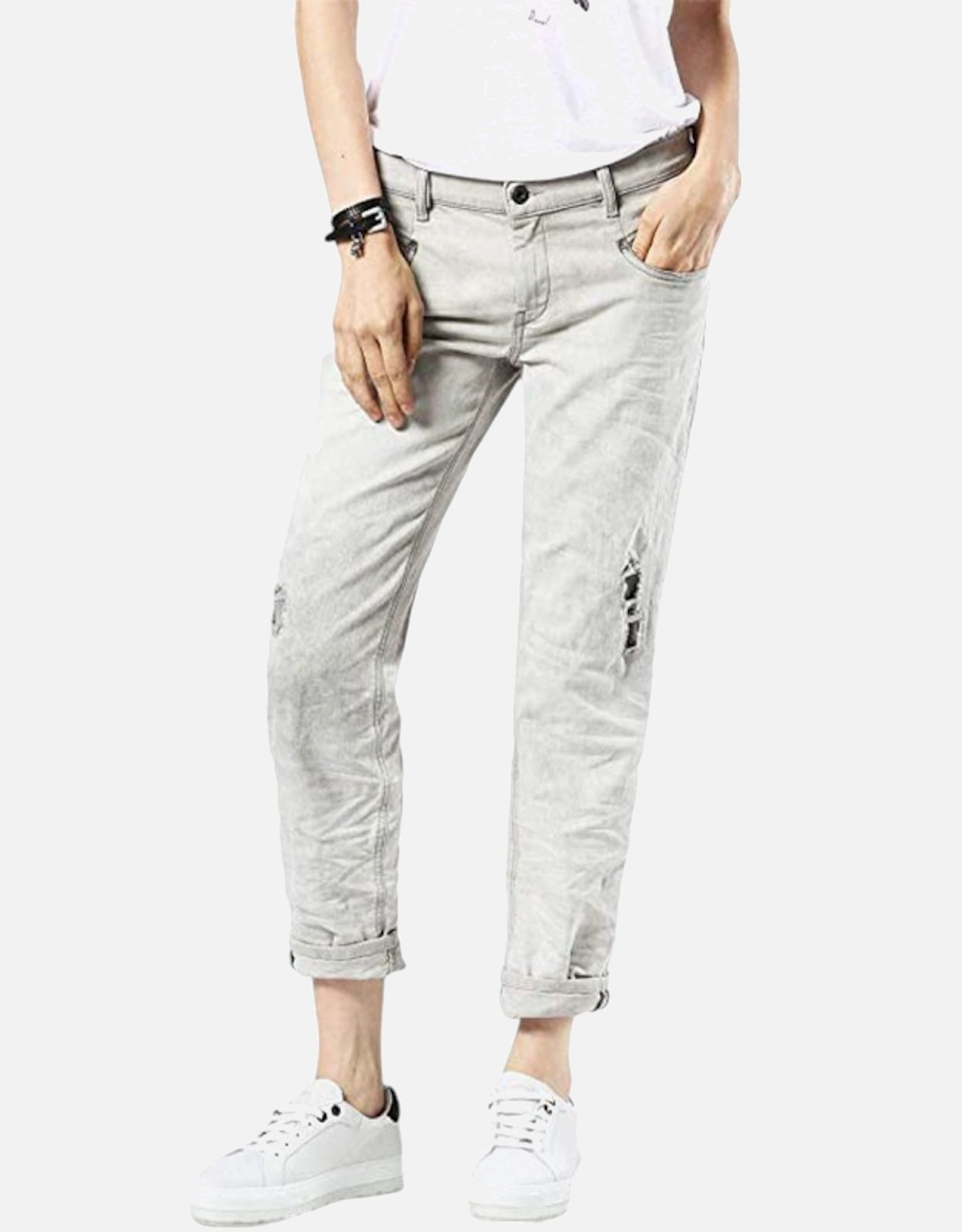 Women's DIESEL BELTHY 0676M Womens Denim Jeans Regular Fit Distressed Straight Leg Pants - Grey - Size: 32in/8