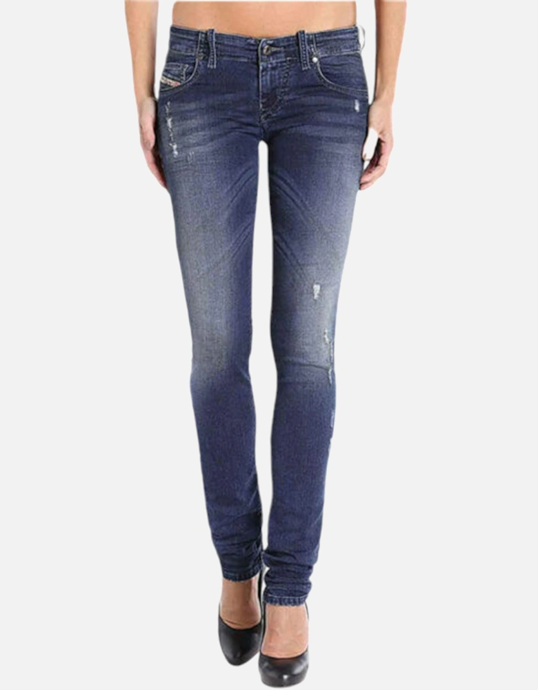 GRUPEE NE 0662L Womens Denim Sweat Jogg Jeans Stretch Super Slim Skinny