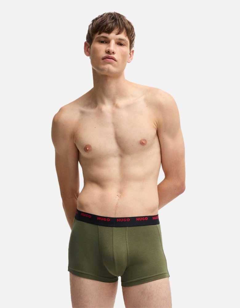 5-Pack Boxer Trunks, Black/Khaki/Red/Navy