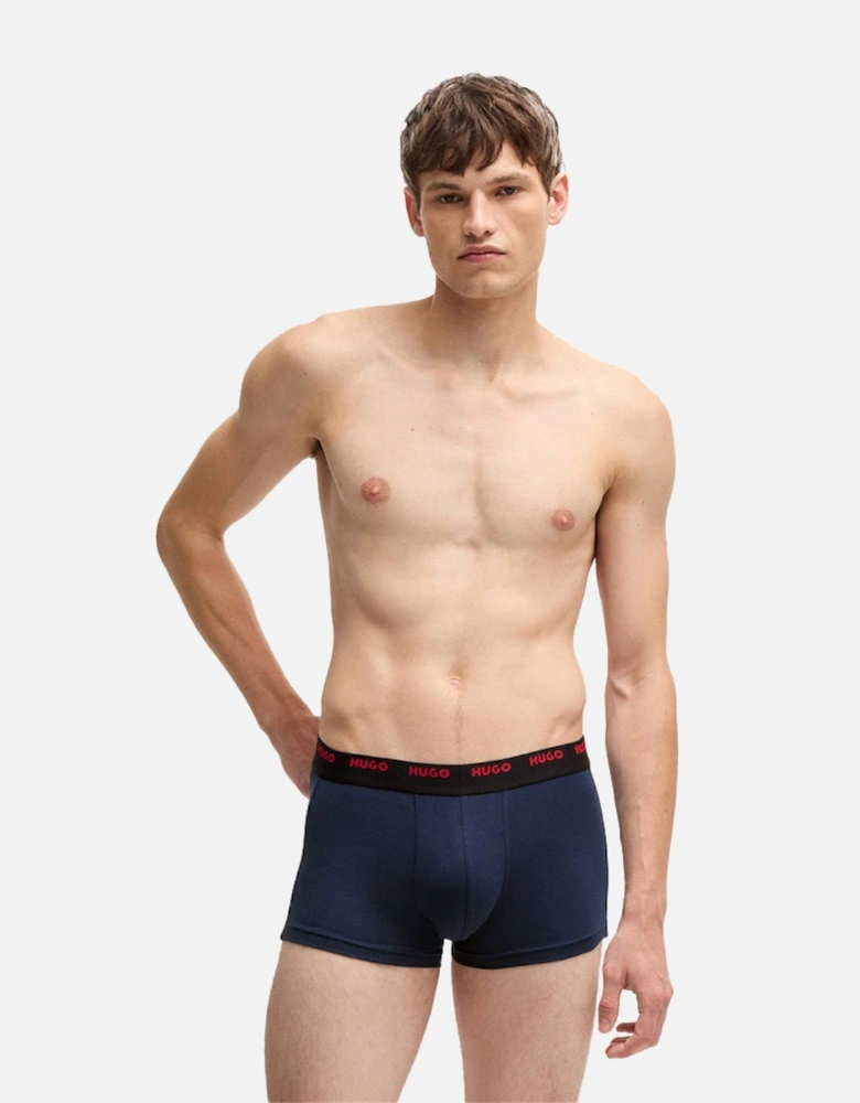 5-Pack Boxer Trunks, Black/Khaki/Red/Navy
