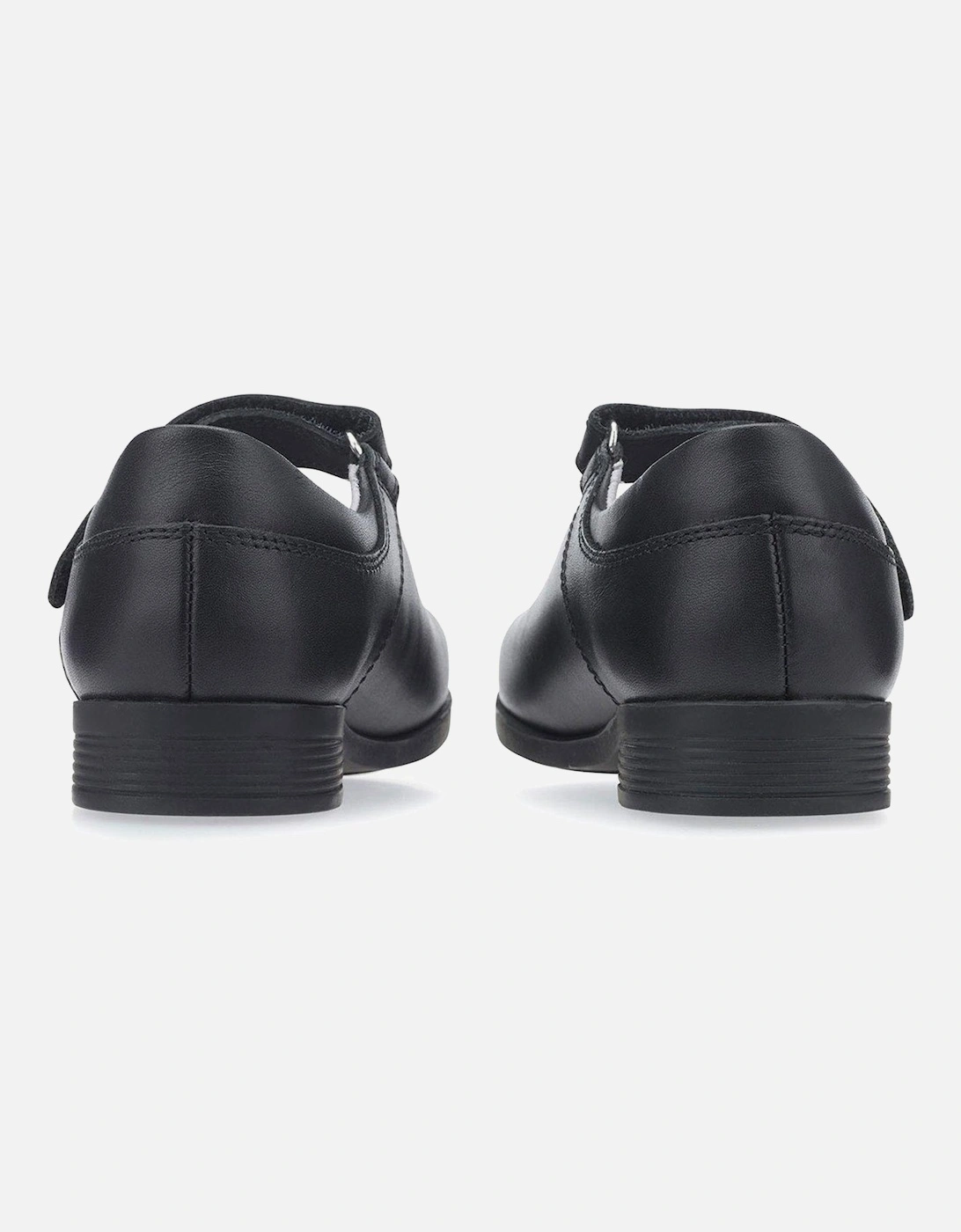 Girls Samba Mary Jane Riptape School Shoes - Black Leather