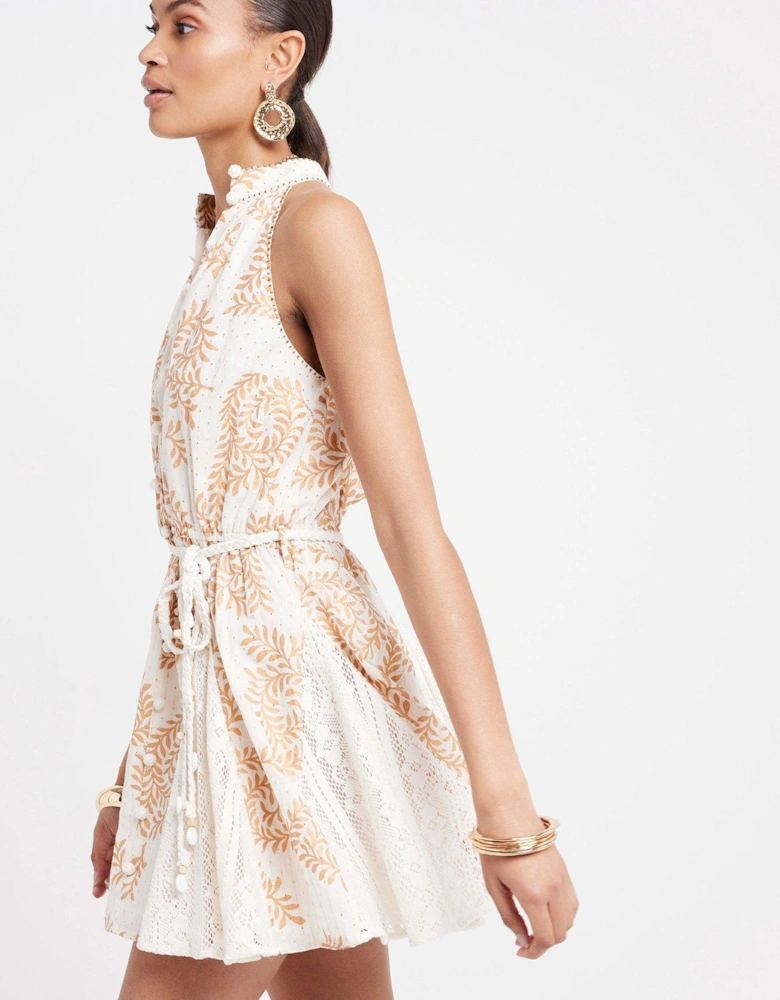 Lurex Halterneck Dress - Cream