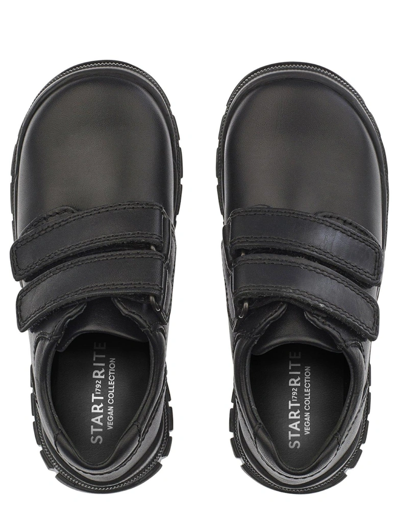 Engineer Vegan Double Riptape Boys School Shoes - Black